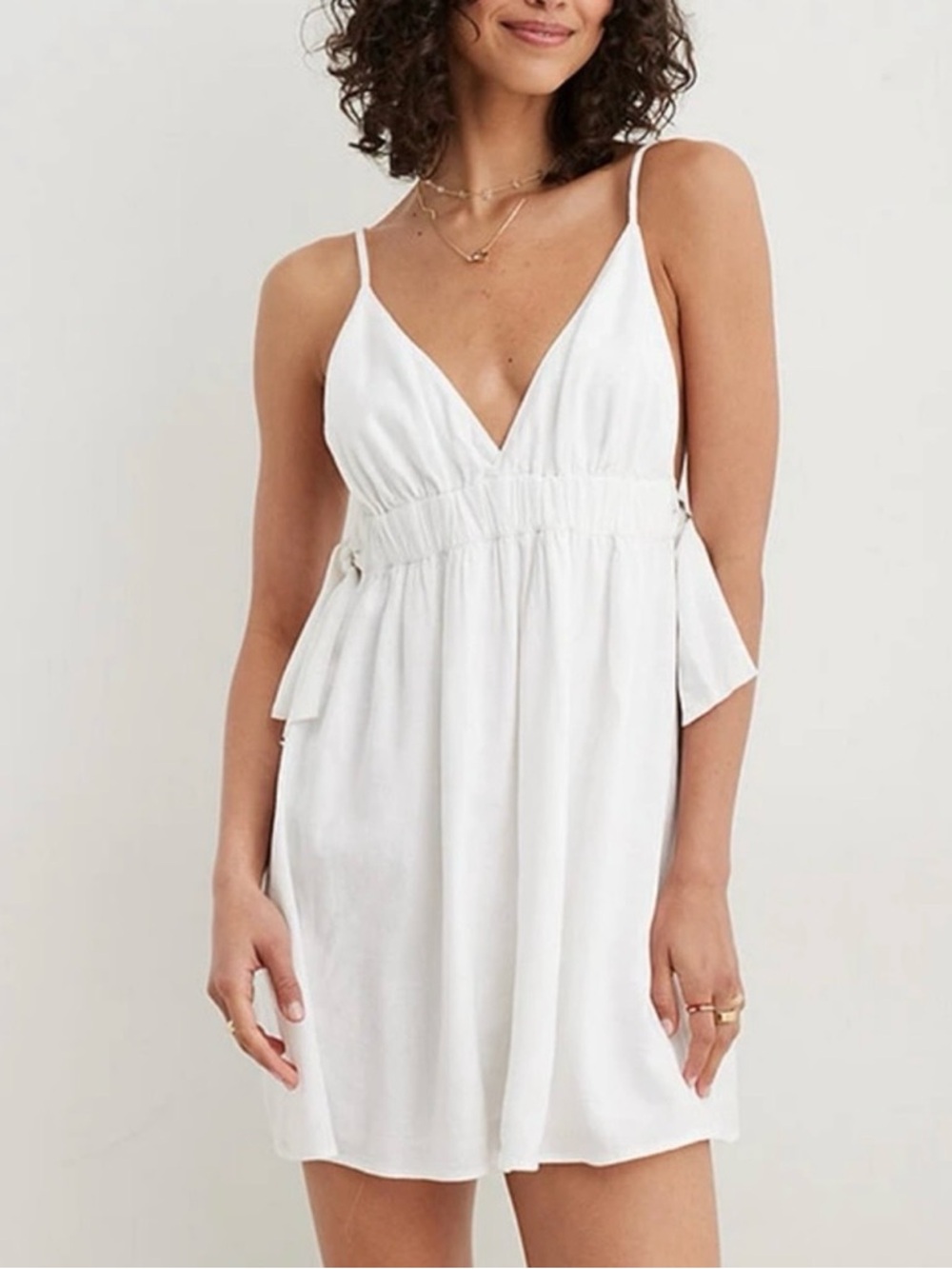 Aeri Linen Bend Side Tie Mini Dress
